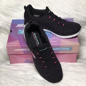 Skechers Womens Summit Best Day Sneakers, Black/Multi, Size 9.5
